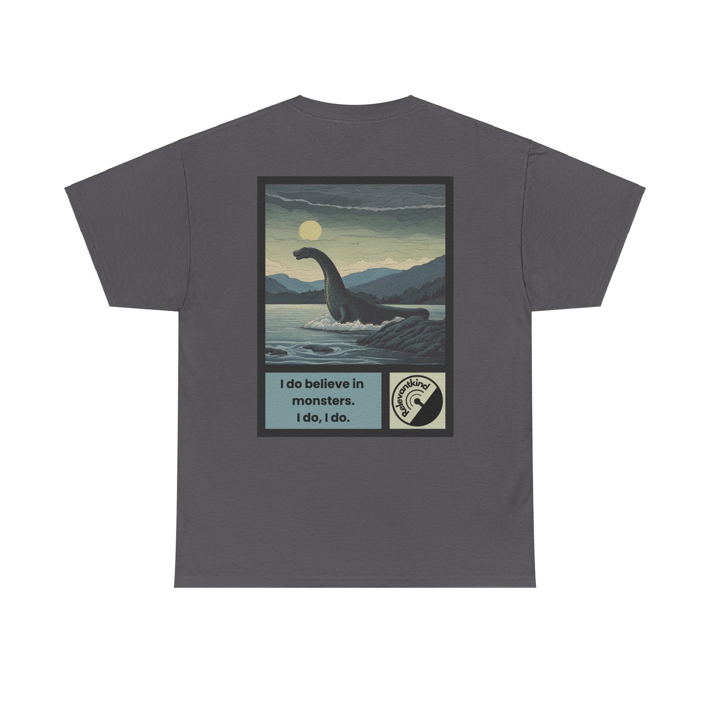 Lock Ness Monster! Back Print - Unisex Adults Heavy Cotton Tee