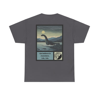 Lock Ness Monster! Back Print - Unisex Adults Heavy Cotton Tee